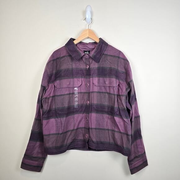 The North Face Womens Valley Flannel Shirt Size XL Plaid Midnight Mauve Shacket - Picture 1 of 3